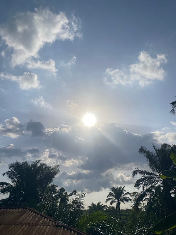 Bright sun breaks through clouds over Achara, Nigeria