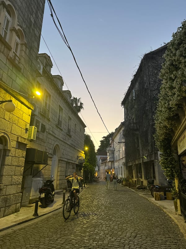 Evening waterfront scenes documented in Herceg Novi, Montenegro