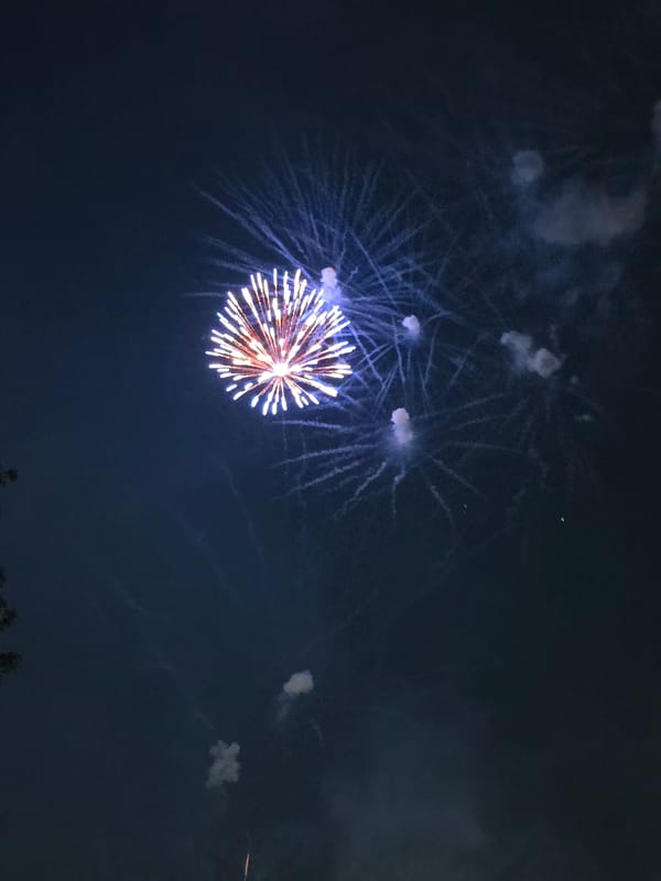 Fourth of July fireworks over Johns Creek, Georgia