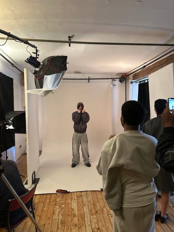 Photoshoot documented at repurposed building studio in Paris