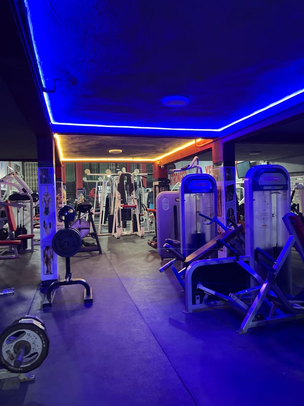 Fitness center interior documented in Fez, Morocco