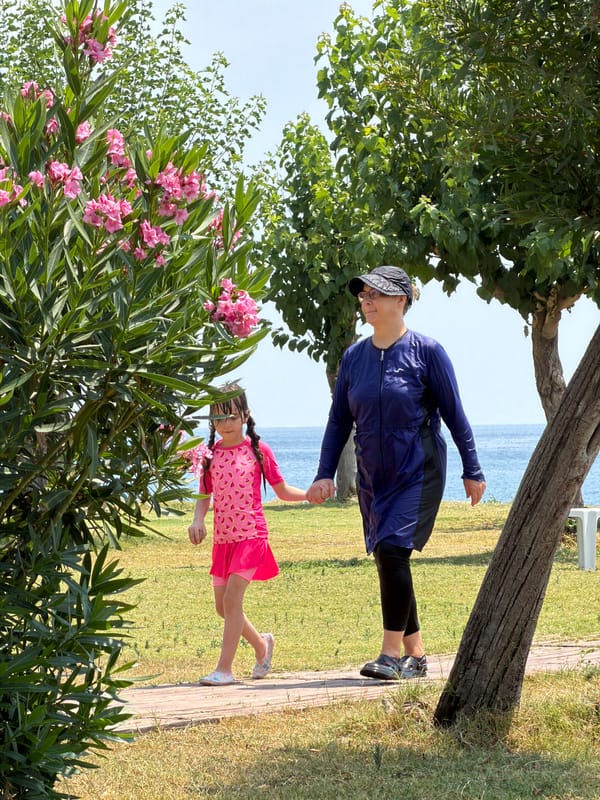 Quiet morning at a Kemer beach resort, cat included