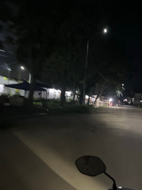 Late-night road trip through small-town Indonesia