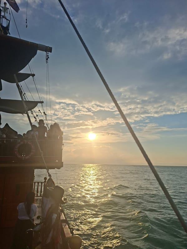 Sunset cruise on a pirate ship off the Batumi coast