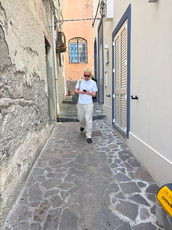 Everyday phone use and digital graphics captured in Lipari