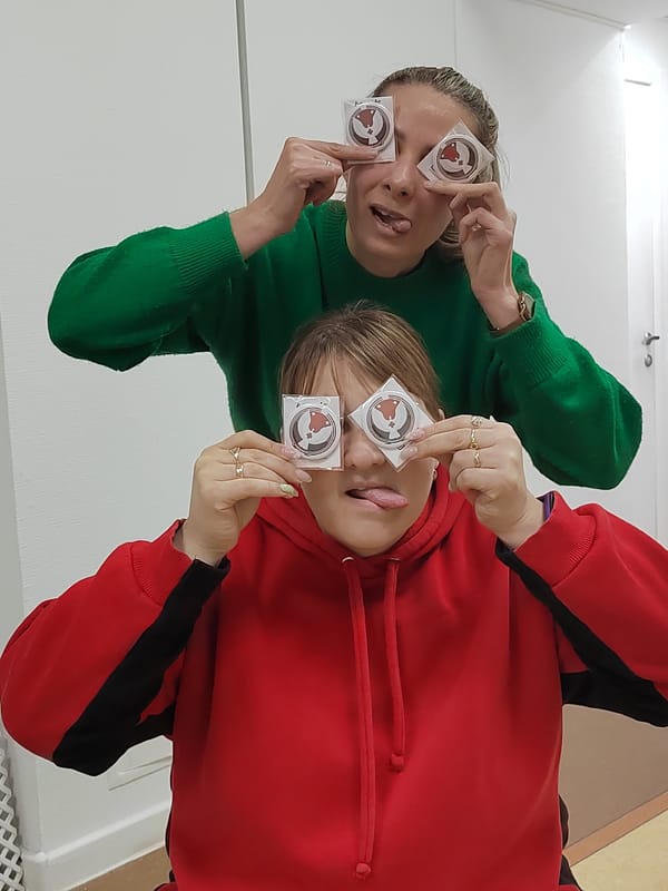 Two women pose for photo in Votkinsk, Russia