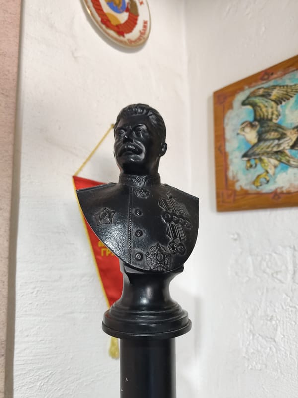 Stalin bust with medals documented in Noviy, Russia