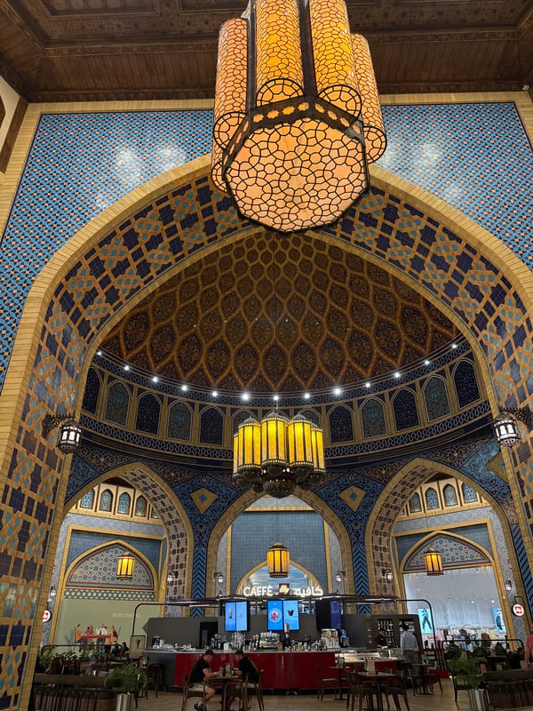 Ornate ceilings and vivid murals inside Dubai's decorated interiors