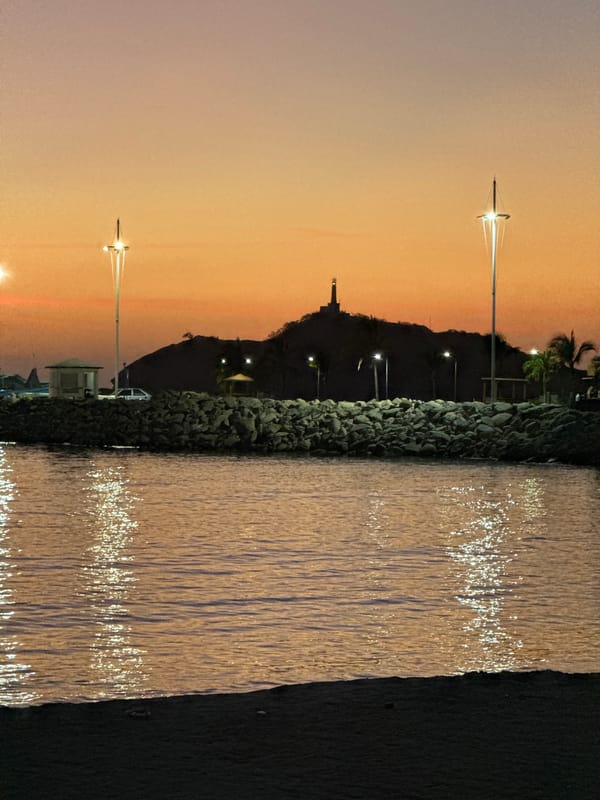 Sunset evening on El Rodadero beach, Santa Marta