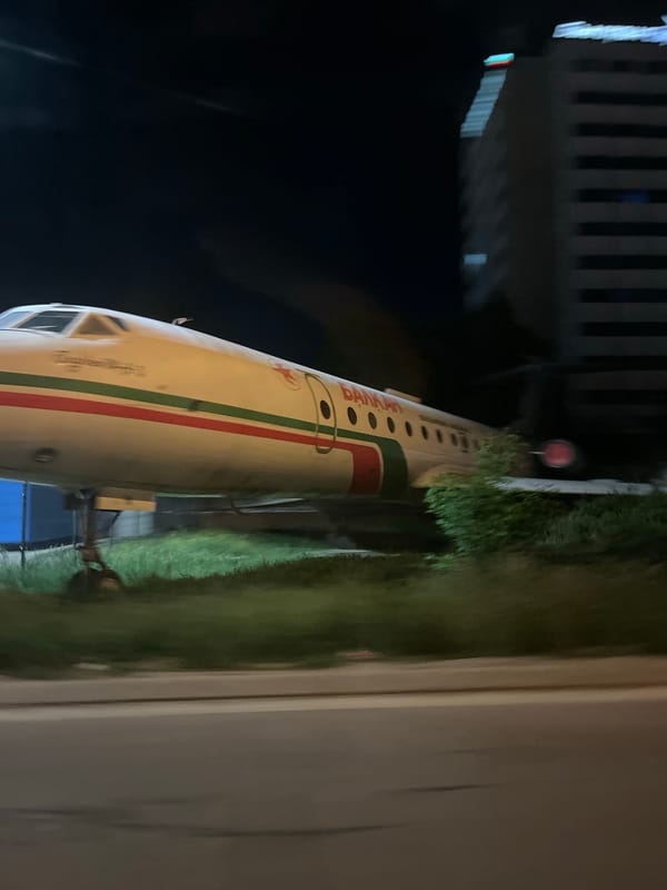 Balkan airline aircraft spotted grounded in Sofia at night