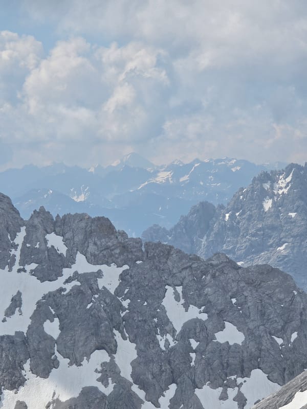 Morning at the Zugspitze summit, drinks and Alpine views