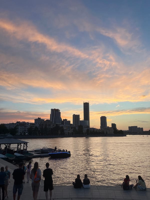 Iset River sunset draws a crowd on a July evening