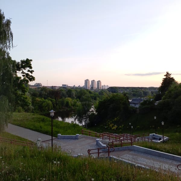 Tourist documents Hrodna landmarks and spring blooms in Belarus