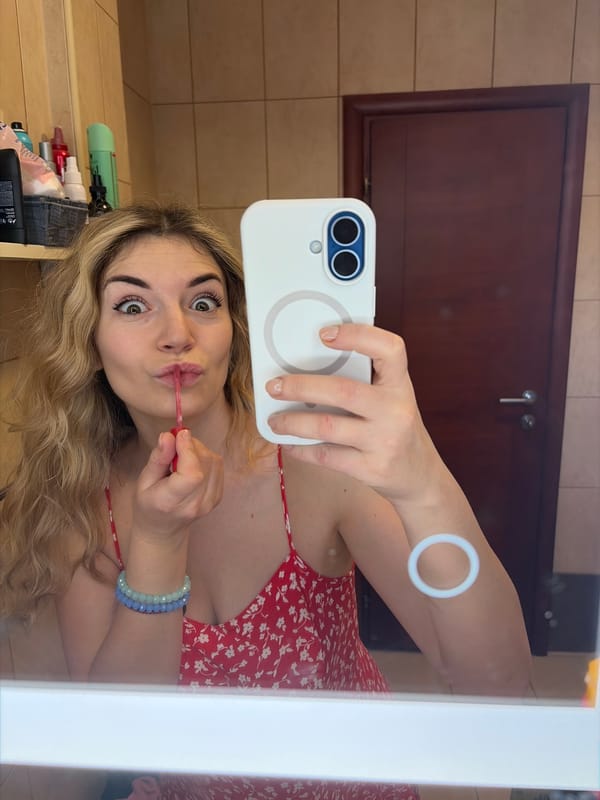 Woman documents morning routine in Budva bathroom
