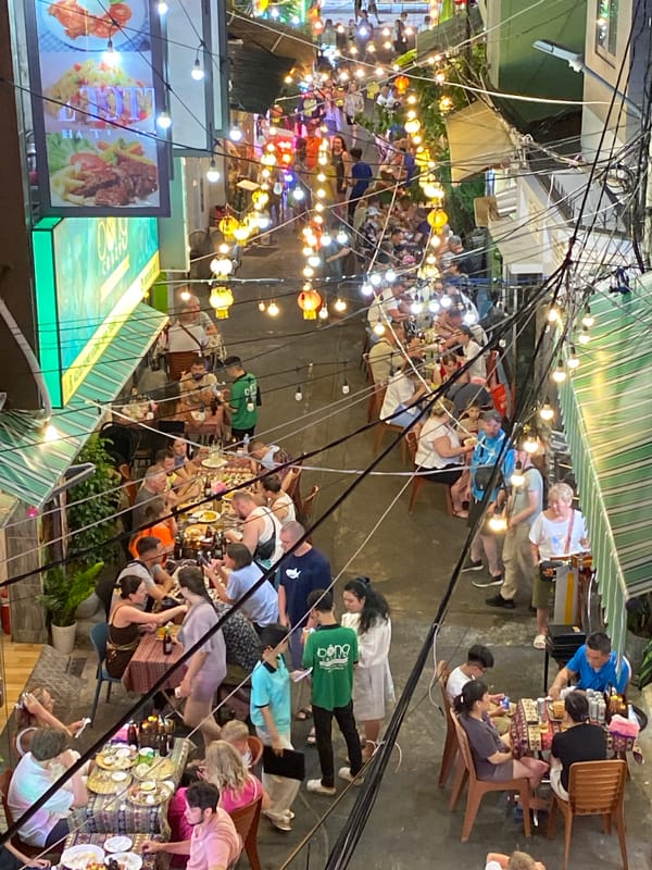 Seafood dinner on Nha Trang's lantern-lit restaurant strip