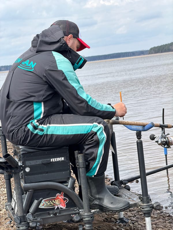Angler catches fish at Votkinsk Reservoir, Chaykovsky Russia