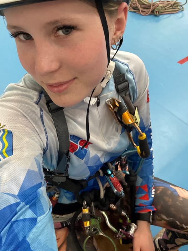 Climbing session documented at indoor gym in Usolye, Russia