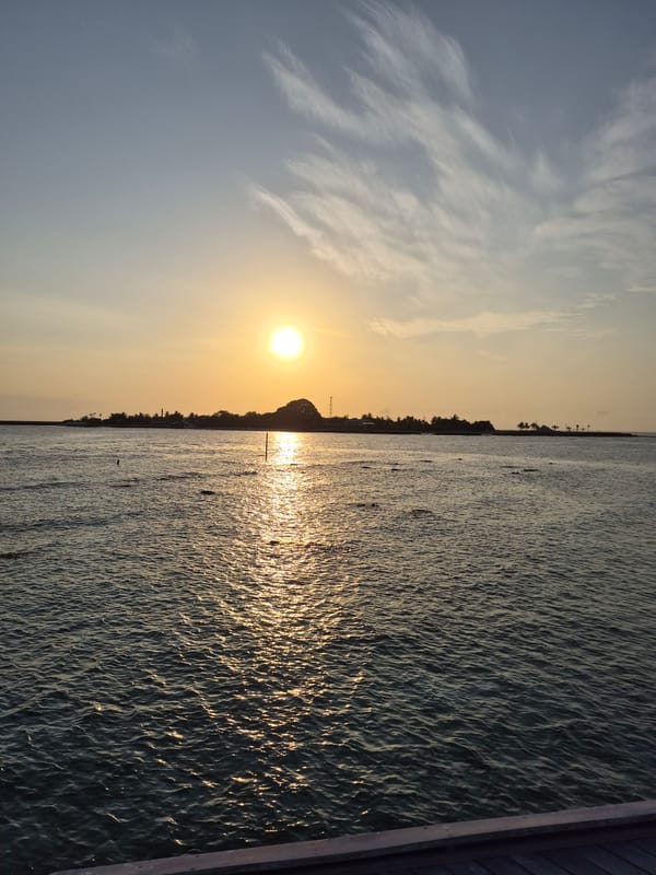 Sunset and overwater scenes captured in Bodufolhudhoo, Maldives
