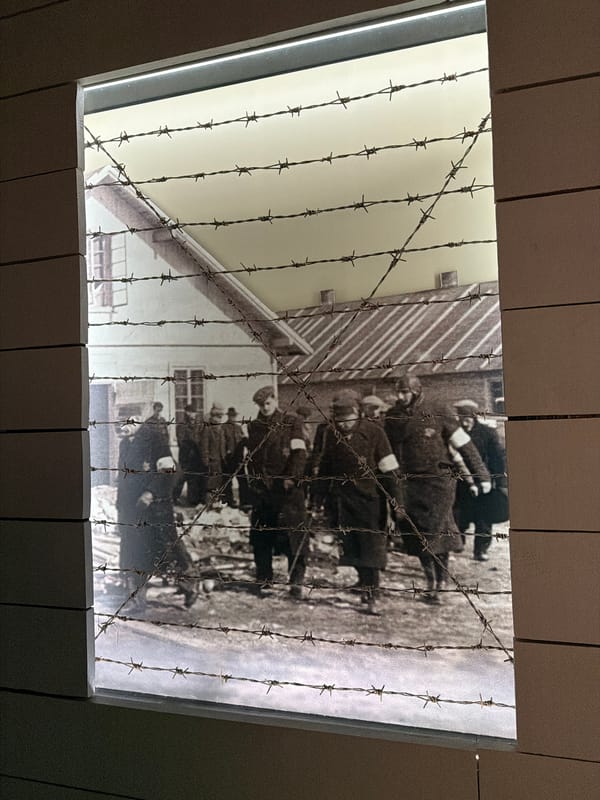 Visitor documents Salaspils Holocaust memorial site in Latvia