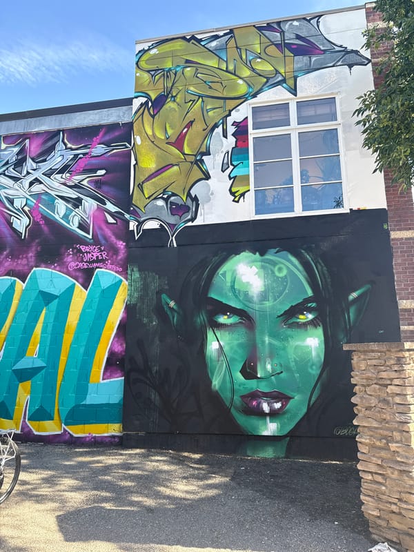 Calgary street art corridor with murals, graffiti, and local spots