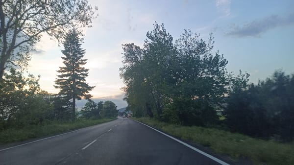 Evening drive approach to Aytos, Bulgaria documented
