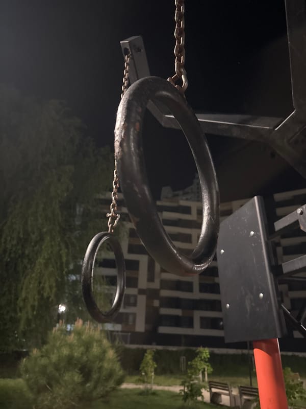 Evening playground and fitness equipment documented in Burgas