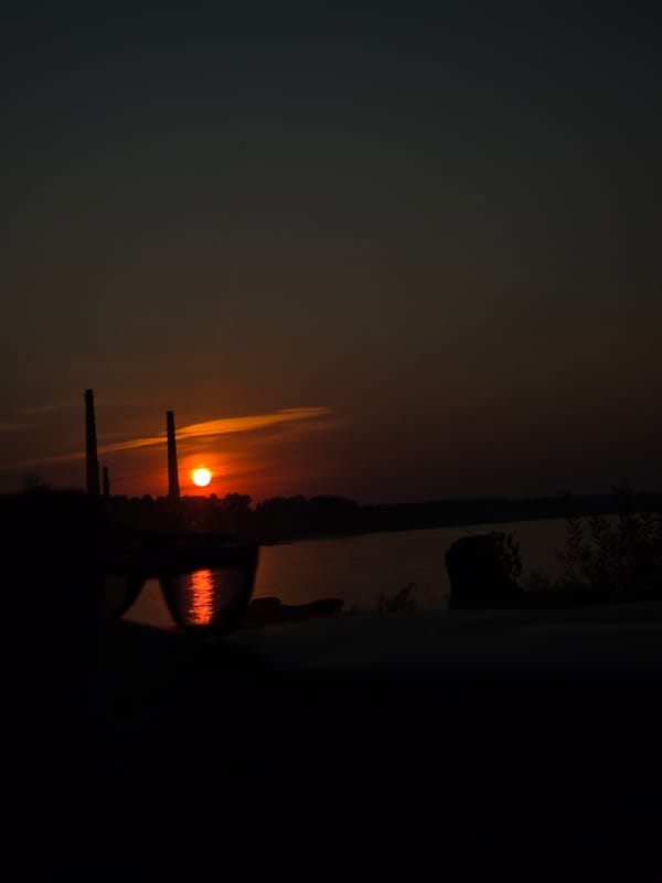 Kama River sunset viewed from Chaikovsky's industrial waterfront