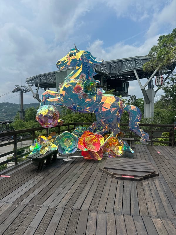 Early morning documentation of Taipei scenic overlook with art installations