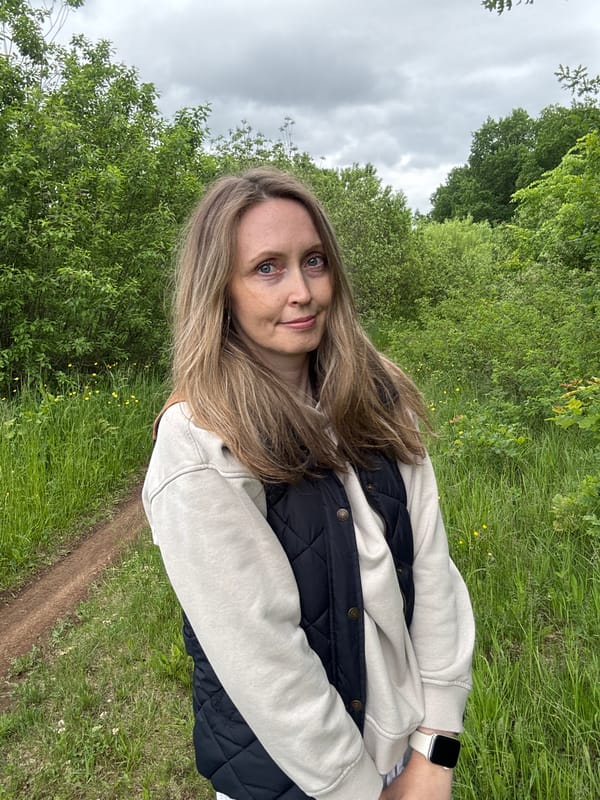 Woman photographed on nature path in Noviy, Russia