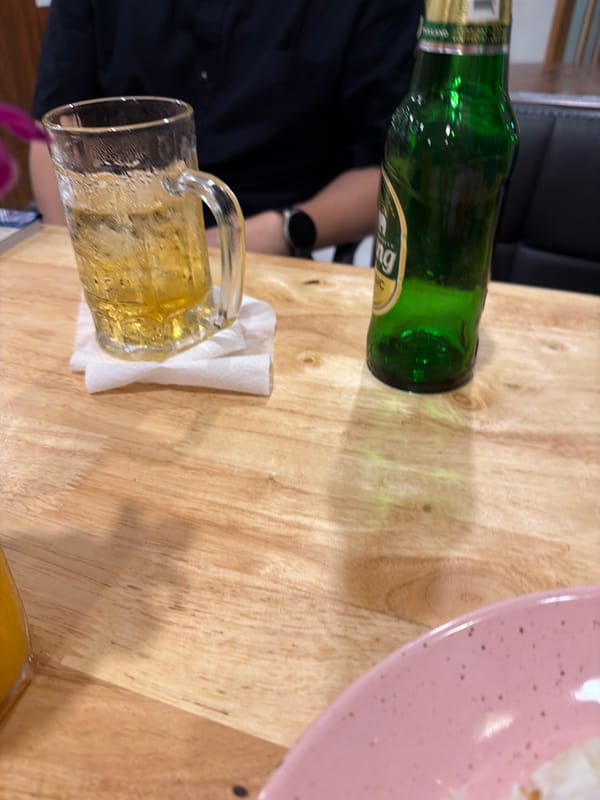 Dinner and drinks at a Karon restaurant, nighttime streets