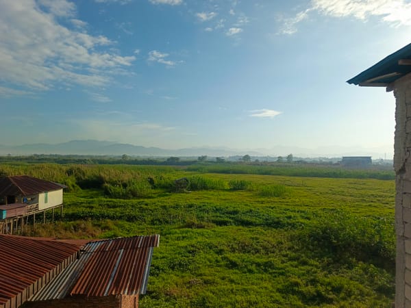 Rural hillside housing and landscape in Gorontalo, Indonesia
