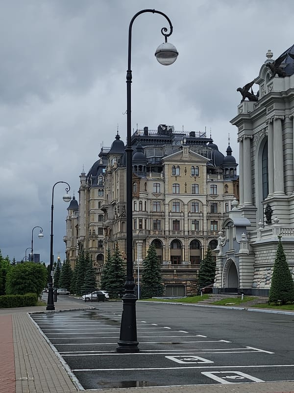 Kazan urban scenes documented during rainy morning hours