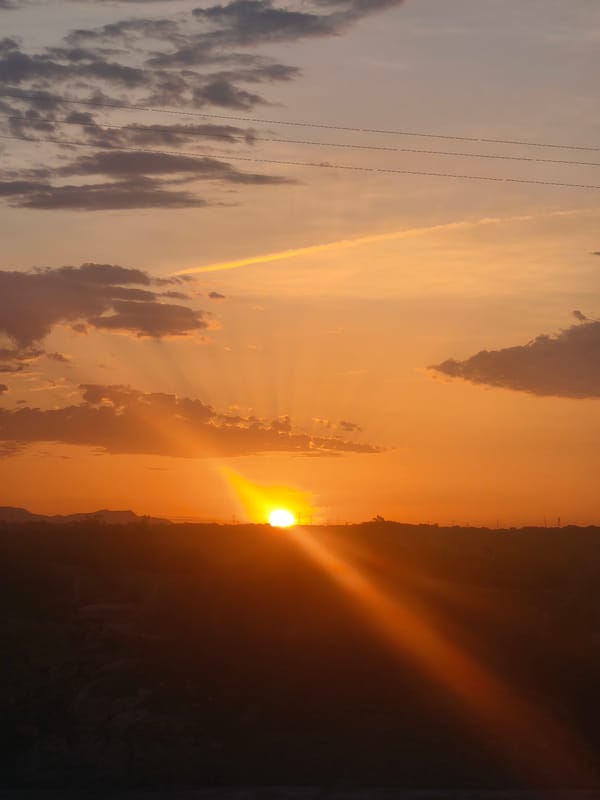 Sunset over rural industrial landscape in Riba-roja de Túria