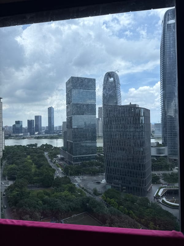Morning views from a Haizhu high-rise, inside and out