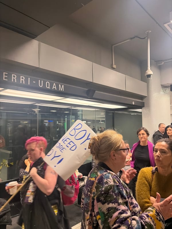 People gather at Montreal's Berri-UQAM metro station