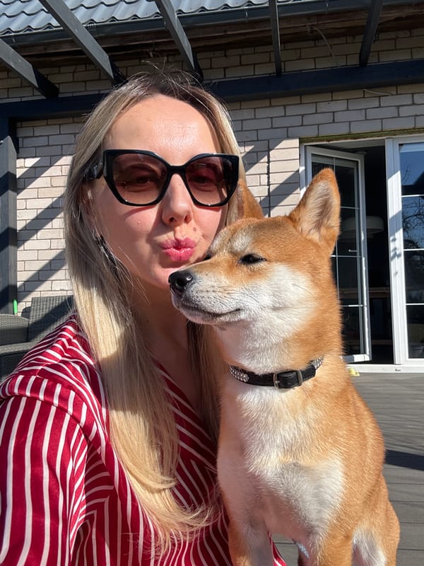 Pet owner and animals captured in morning moments