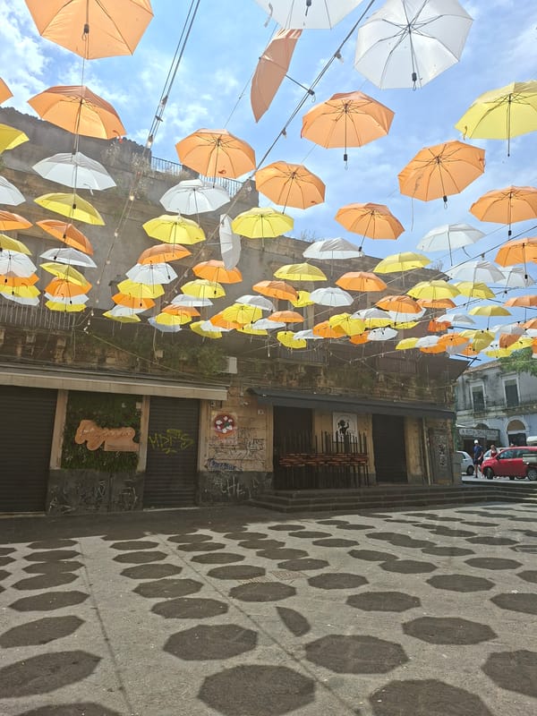 Spring morning scenes captured across Catania's decorated streets and squares