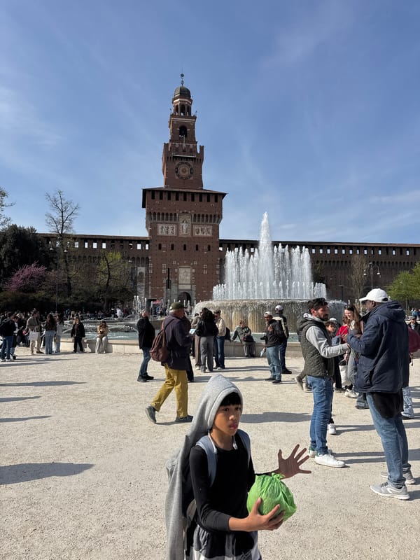 Milan's historic Sforza Castle and Santa Maria church documented