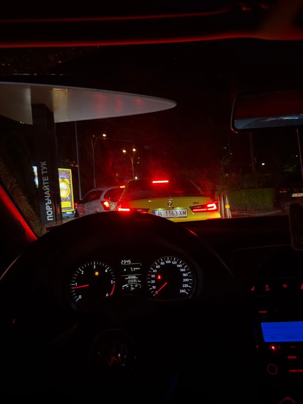 Nighttime driving scene documented in Varna, Bulgaria