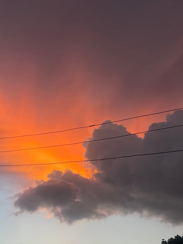 Dramatic sunset clouds light up the sky over Jos, Nigeria
