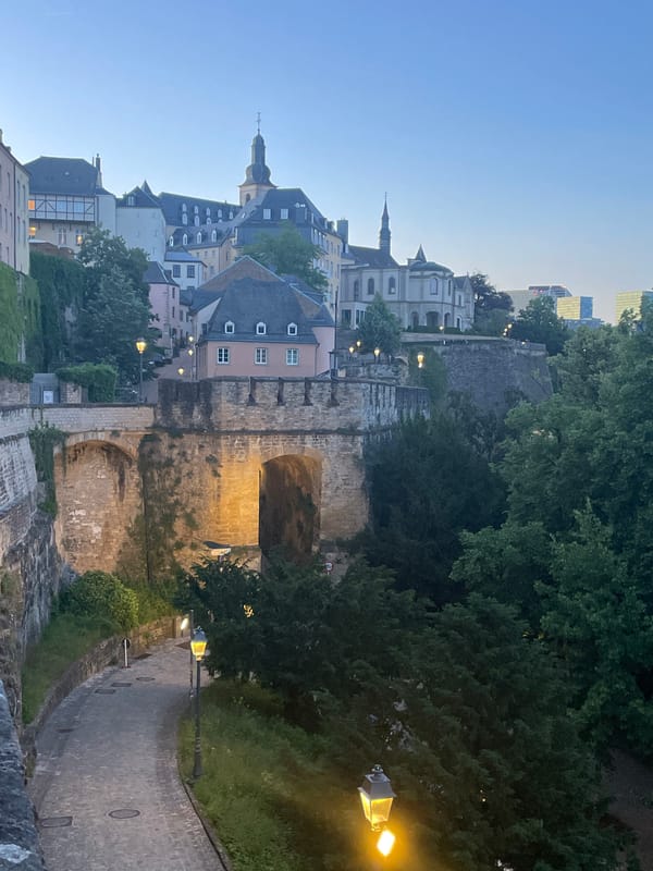 Twilight scenes captured across Luxembourg City's historic valleys