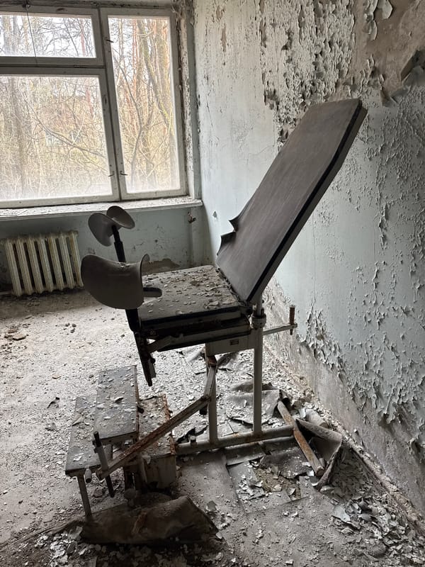 Abandoned medical room documented in Prypiat, Ukraine