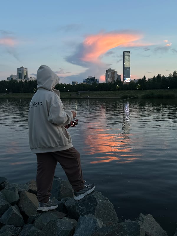 Fishing the Ishim River at sunset, Astana