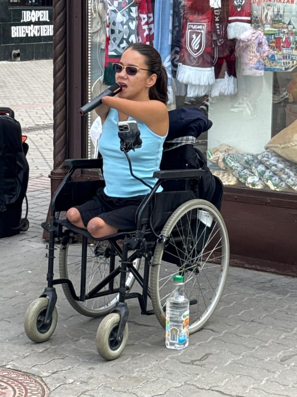 Performing live from a wheelchair in Kazan