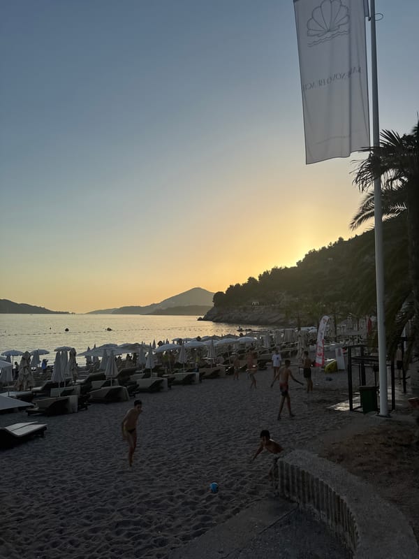 Golden hour at Kamenovo Beach, Montenegro's Adriatic coast