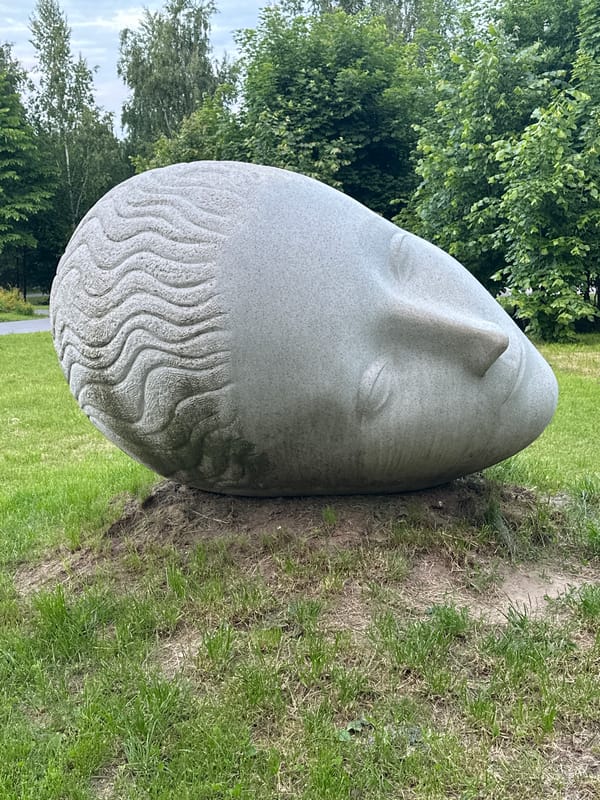 Witness documents stone sculptures, ducks in Minsk park