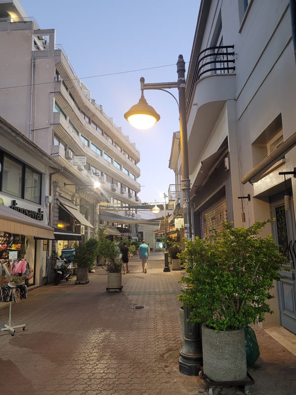 Evening stroll through Limassol's pedestrian street, cats and all