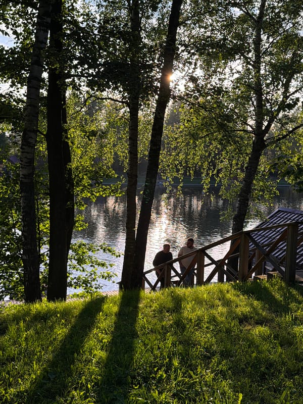 Woman photographs park visit in Polivanovo, Russia area