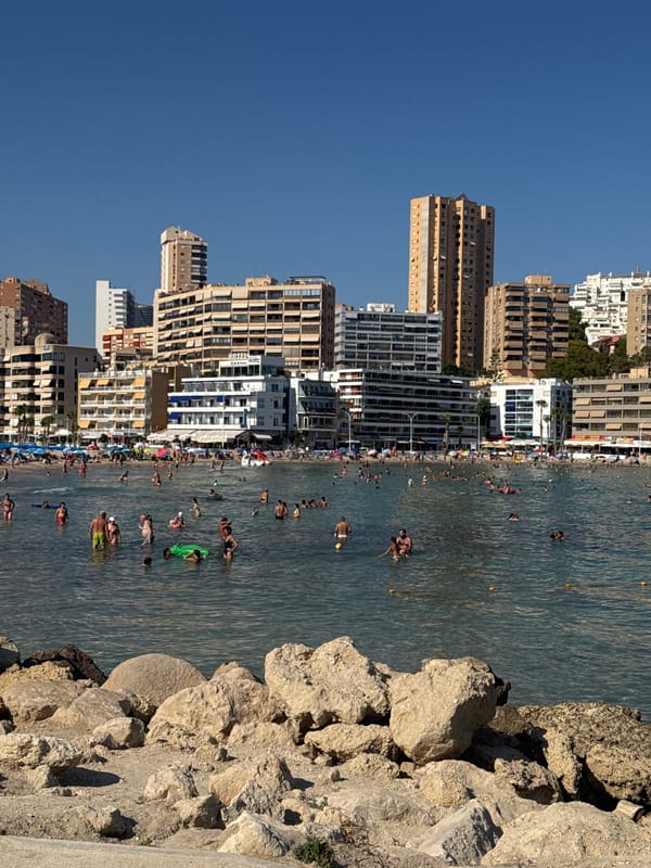 Busy summer day on the Benidorm coast