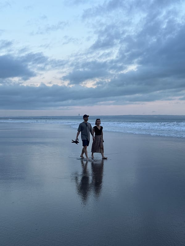 Morning beach life captured in North Kuta, Indonesia